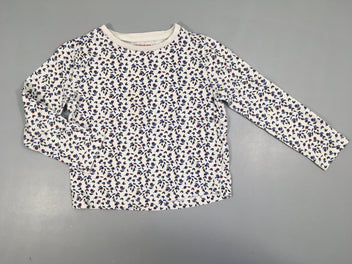 T-shirt m.l blanc fleurs bleues