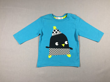 T-shirt m.l turquoise pingouin noir