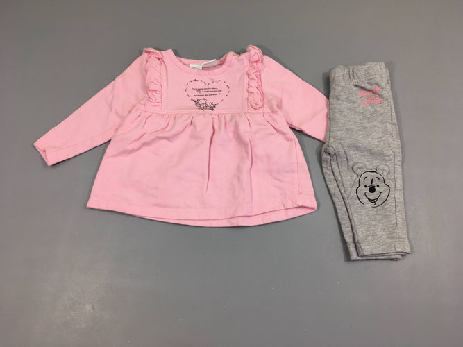 Robe m.l molleton rose Winnie + Pantalon molleton gris, moins cher chez Petit Kiwi