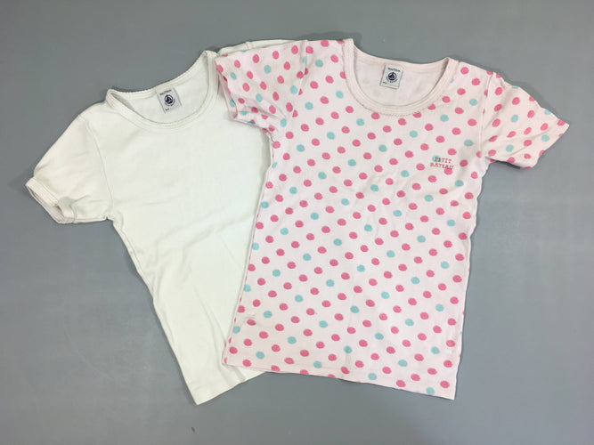 Lot de 2 chemisettes m.c rose pâle pois, moins cher chez Petit Kiwi