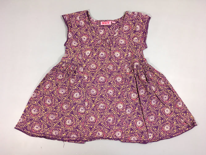 Blouse m.c mauve motifs, moins cher chez Petit Kiwi