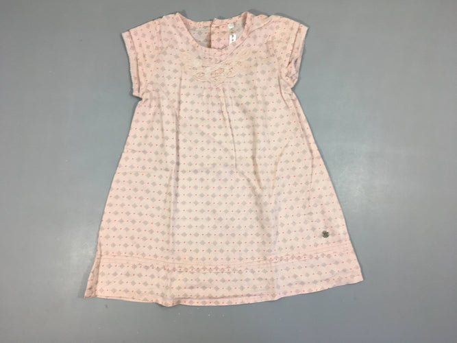 Robe m.c rose pâle motifs dentelle, moins cher chez Petit Kiwi