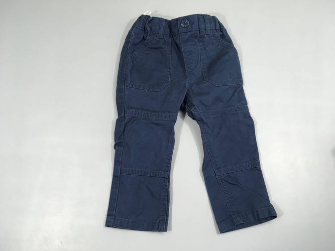 Pantalon bleu foncé effet superposé ceinture, moins cher chez Petit Kiwi