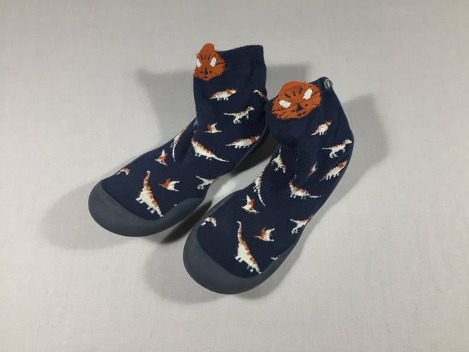 Pantoufles-chaussettes bleu marine - dino et Lion 32/33, moins cher chez Petit Kiwi