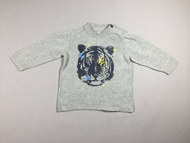 Pull gris - tigre, moins cher chez Petit Kiwi