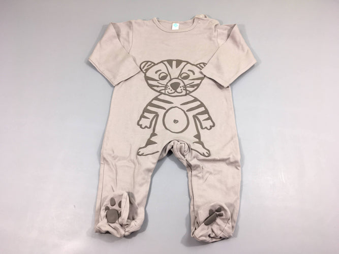 Pyjama jersey gris félin, moins cher chez Petit Kiwi