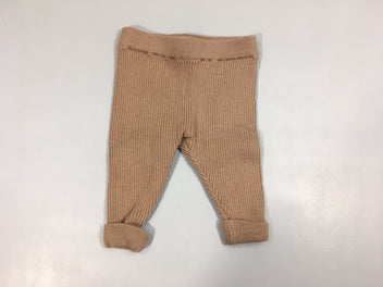 Pantalon mailles côtelé brun, légèrement bouloché