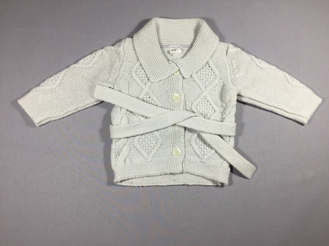 Gilet blanc torsadé avec ceinture, moins cher chez Petit Kiwi