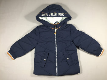 Manteau matelassé à capuche bleu marine doublé polar -