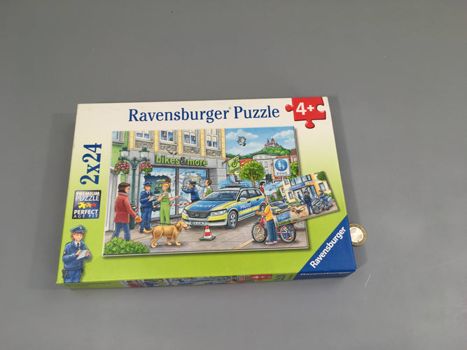 2 puzzles 24 pièces police, 4+ - complet, moins cher chez Petit Kiwi