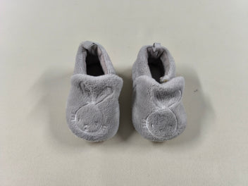 Chaussons velours gris lapins