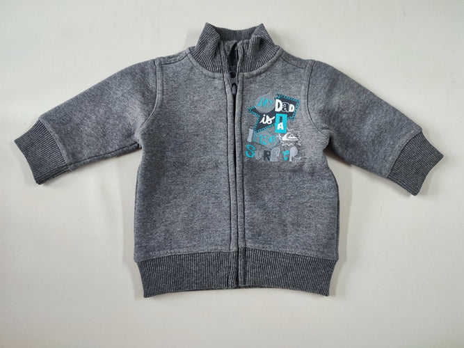 Sweat zippé gris "My dad is a pro surfer", Quiksilver, moins cher chez Petit Kiwi