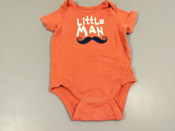 Body m.c terra cota moustache "little man" 100% coton, moins cher chez Petit Kiwi