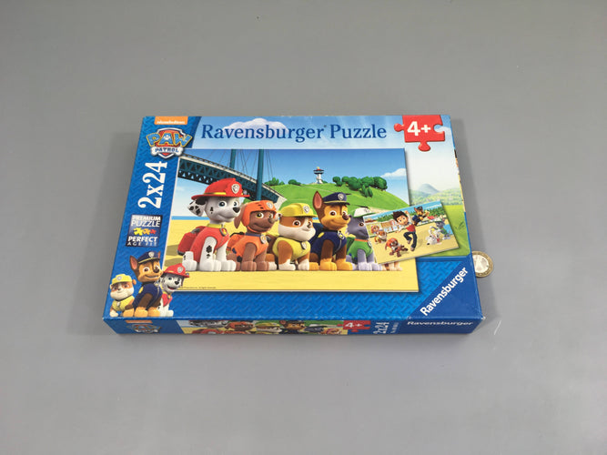 2 puzzles 24 pièces Paw Patrol, 4+ - complet, moins cher chez Petit Kiwi