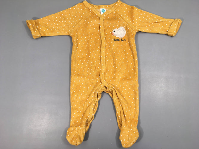 Pyjama velours jaune pois canard crochet, moins cher chez Petit Kiwi