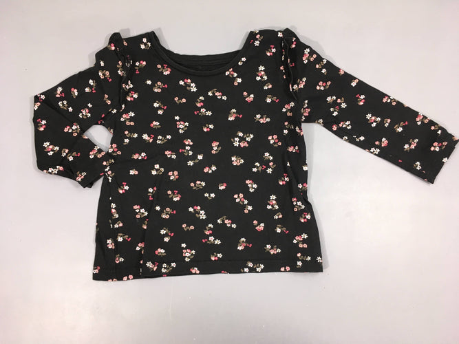 T-shirt m.l noir fleuri froufrous, moins cher chez Petit Kiwi