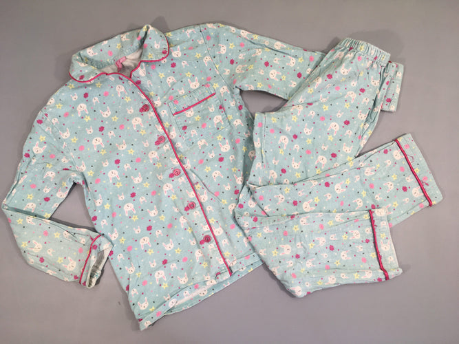 Pyjama 2pc flanelle bleu clair lapins, bouloché, moins cher chez Petit Kiwi