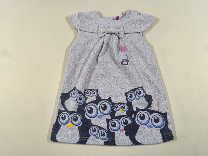 Robe m.c molleton grise flammée hiboux, moins cher chez Petit Kiwi