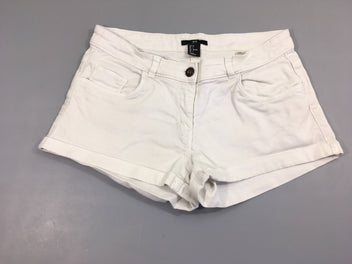 Short toile blanc à revers 36