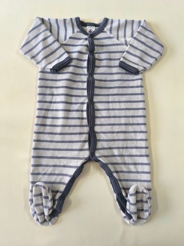 Pyjama velours rayé gris clair/gris foncé, moins cher chez Petit Kiwi