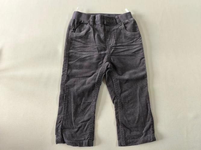 Pantalon velours côtelé gris taille élasqtique, moins cher chez Petit Kiwi