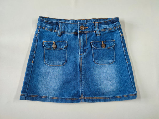 Jupe jean bleue poches sur le devant, moins cher chez Petit Kiwi