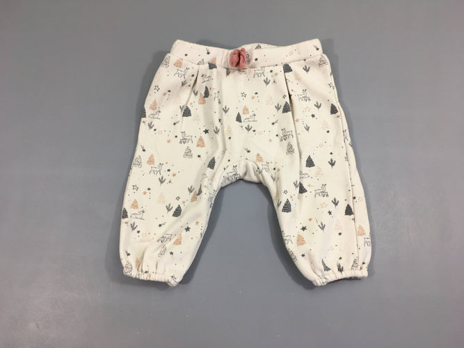 Pantalon molleton blanc cassé motifs hiver-Légèrement bouloché, moins cher chez Petit Kiwi