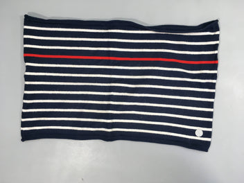 Snood bleu rayé blanc rouge