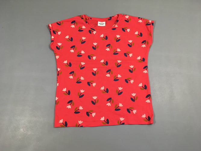 T-shirt m.c rose vif fleurs, moins cher chez Petit Kiwi