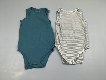 2 Bodies s.m blanc rayé bleu foncé/vert