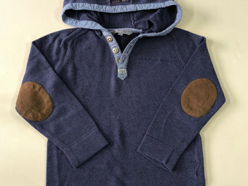 Pull à capuche bleu foncé 3 boutons