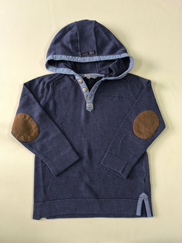 Pull à capuche bleu foncé 3 boutons, moins cher chez Petit Kiwi