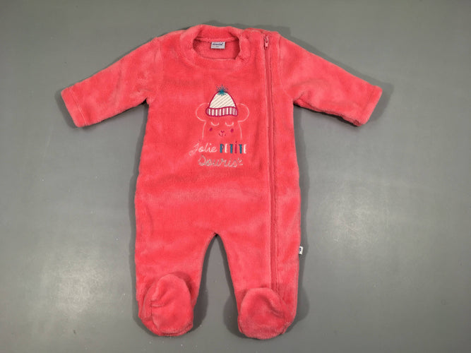 Etat neuf-Pyjama velours rose zippé Souris, moins cher chez Petit Kiwi