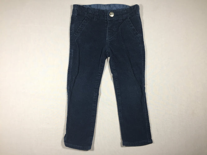 Pantalon velours bleu foncé texturé, moins cher chez Petit Kiwi