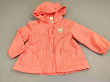 Veste zippée à capuche rose , tête de lapin