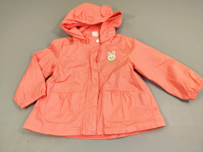 Veste zippée à capuche rose , tête de lapin, moins cher chez Petit Kiwi