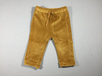 Pantalon ocre en pilou côtelé