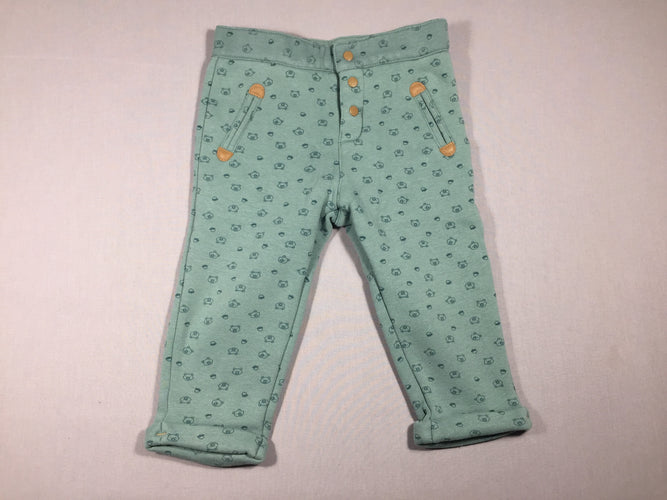 Pantalon molleton vert clair - ours, moins cher chez Petit Kiwi