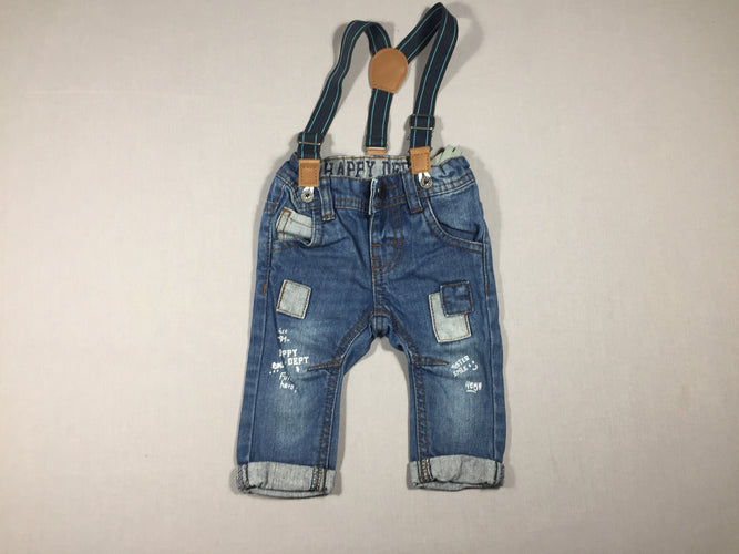 Jeans à bretelles - effet rapiècé, moins cher chez Petit Kiwi