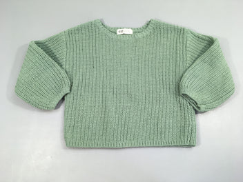 Pull court grosses mailles vert