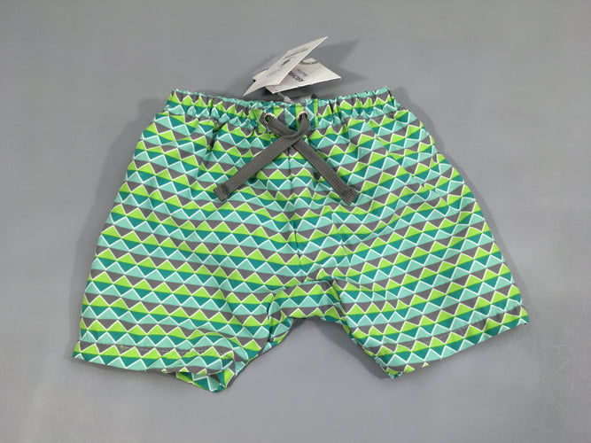 NEUF maillot short couche triangles vert/gris/bleu, moins cher chez Petit Kiwi