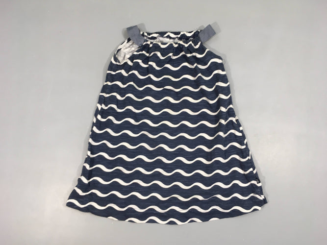 Robe s.m jersey bleue flammé vagues blanchees, moins cher chez Petit Kiwi