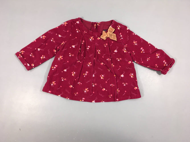 Blouse m.l velours bordeau oiseaux noeud, moins cher chez Petit Kiwi