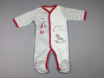 Pyjama velours blanc et gris  bords rouges Mes petits JouJoux