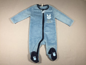 Pyjama velours zippé bleu - lapin