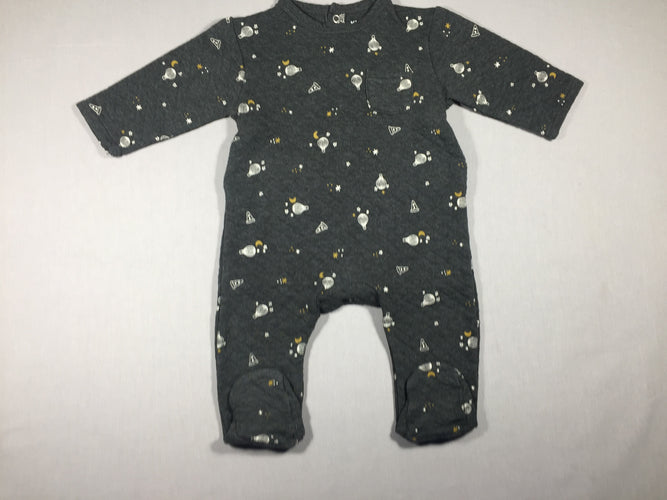 Pyjama molleton gris foncé - petits motifs blancs, moins cher chez Petit Kiwi