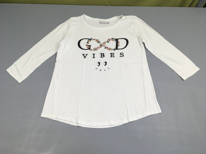 T-shirt m.l blanc good vibes, taille XS, moins cher chez Petit Kiwi