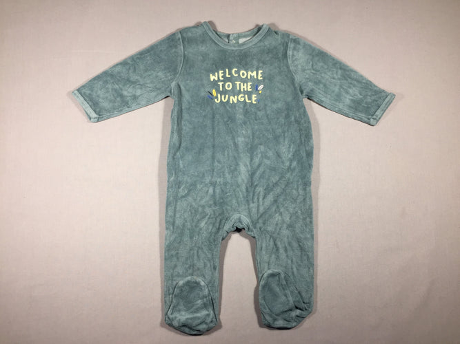 Pyjama velours bleu Welcome to the Jungle, moins cher chez Petit Kiwi