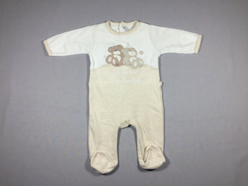 Pyjama velours beige et blanc - 2 ours