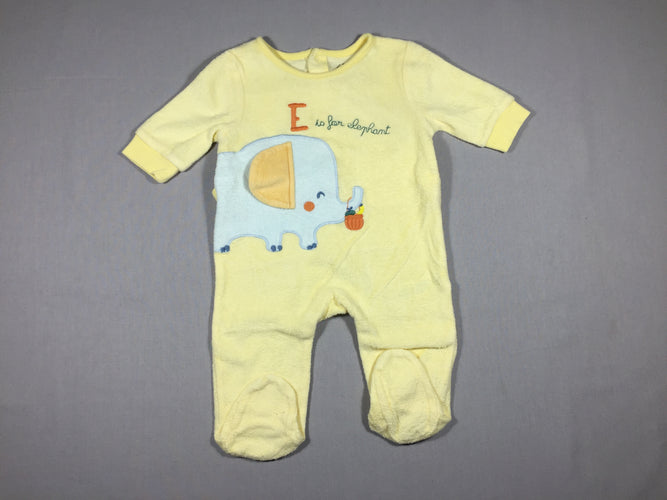 Pyjama velours jaune éléphant, moins cher chez Petit Kiwi